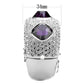 MALO4330 - Rhodium Brass Bangle with AAA Grade CZ  in Amethyst