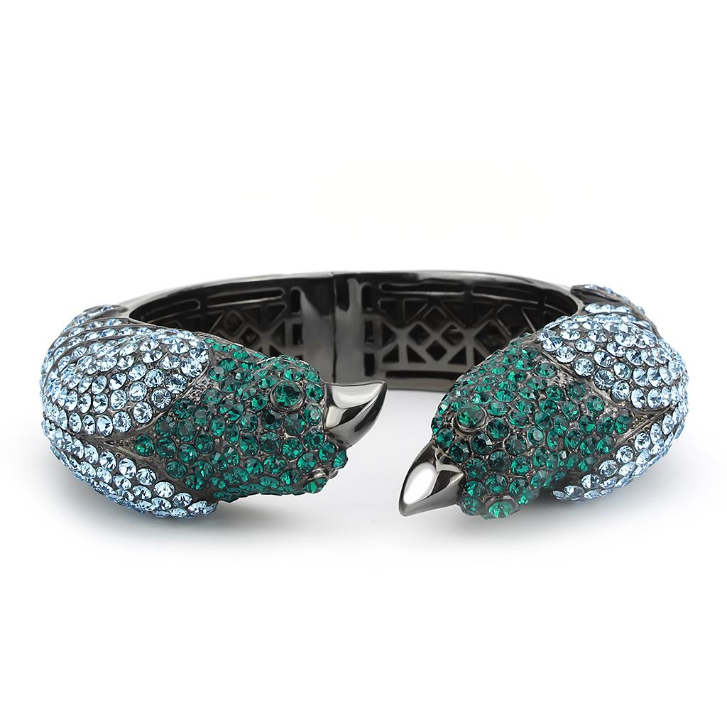 MALO4332 - Ruthenium Brass Bangle with Top Grade Crystal  in Multi Color