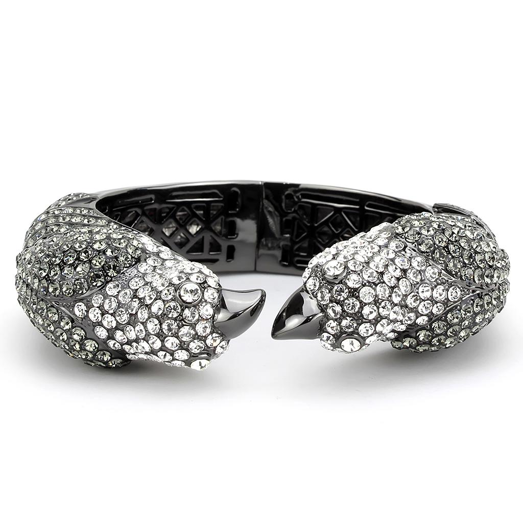 MALO4333 - Ruthenium Brass Bangle with Top Grade Crystal  in Multi Color