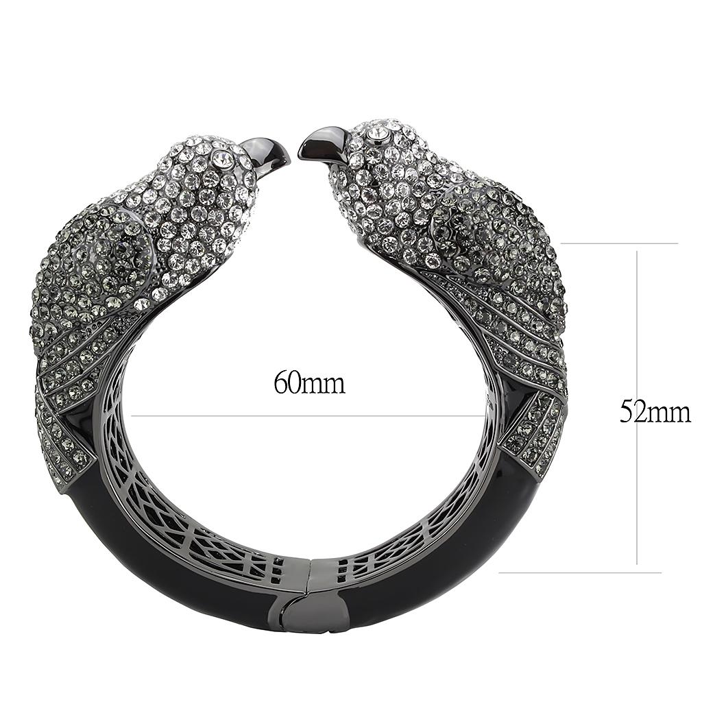 MALO4333 - Ruthenium Brass Bangle with Top Grade Crystal  in Multi Color
