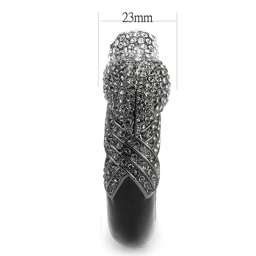 MALO4333 - Ruthenium Brass Bangle with Top Grade Crystal  in Multi Color