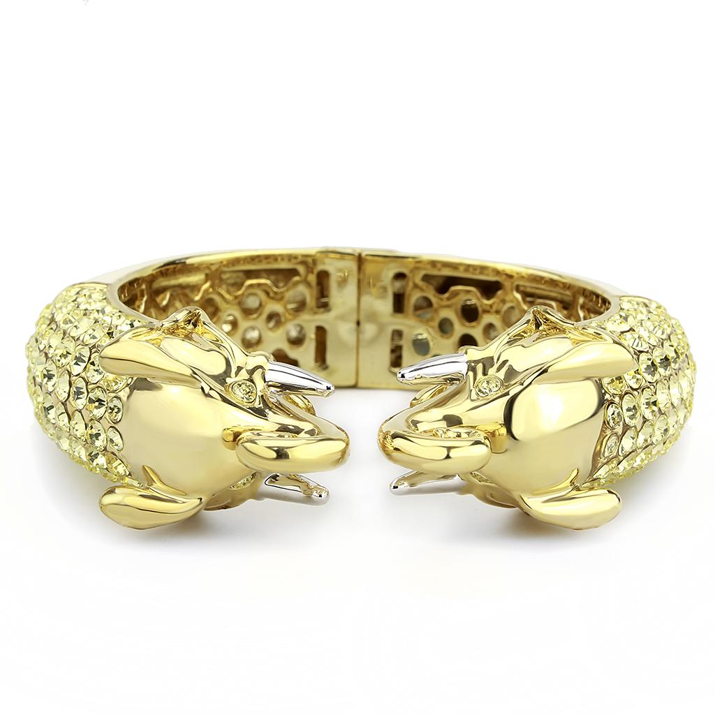 MALO4334 - Gold+Rhodium Brass Bangle with Top Grade Crystal  in Citrine Yellow