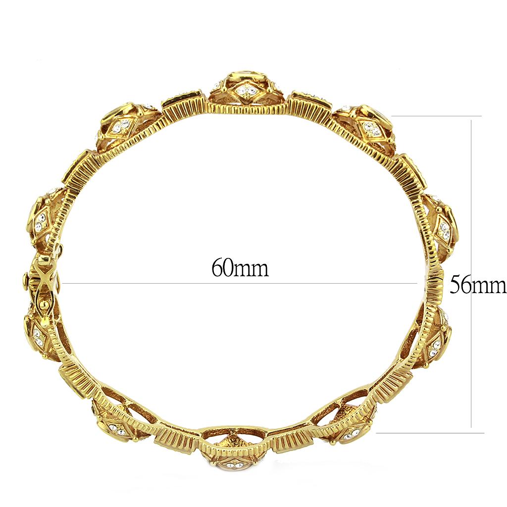 MALO4335 - Gold Brass Bangle with AAA Grade CZ  in Citrine Yellow