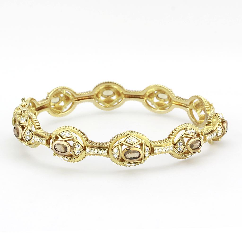 MALO4336 - Gold Brass Bangle with Synthetic  in Brown