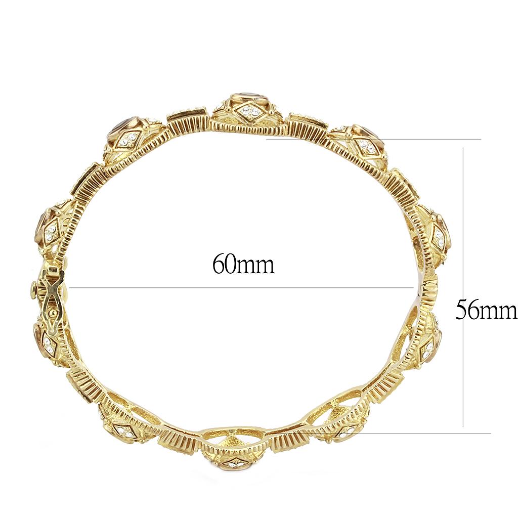 MALO4336 - Gold Brass Bangle with Synthetic  in Brown