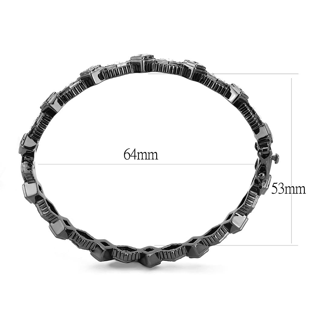 MALO4341 TIN Cobalt Black Brass Bangle with AAA Grade CZ in Clear