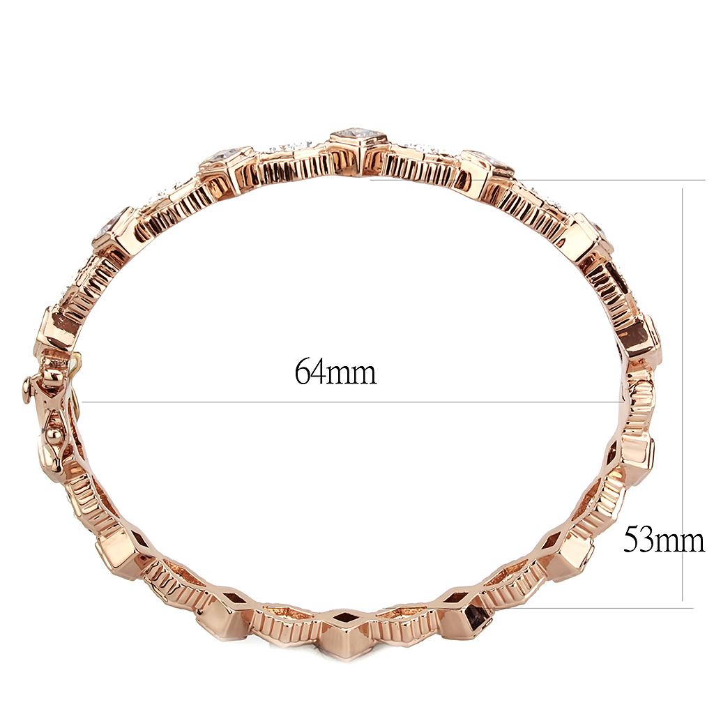 MALO4342 Rose Gold Brass Bangle with AAA Grade CZ in Clear