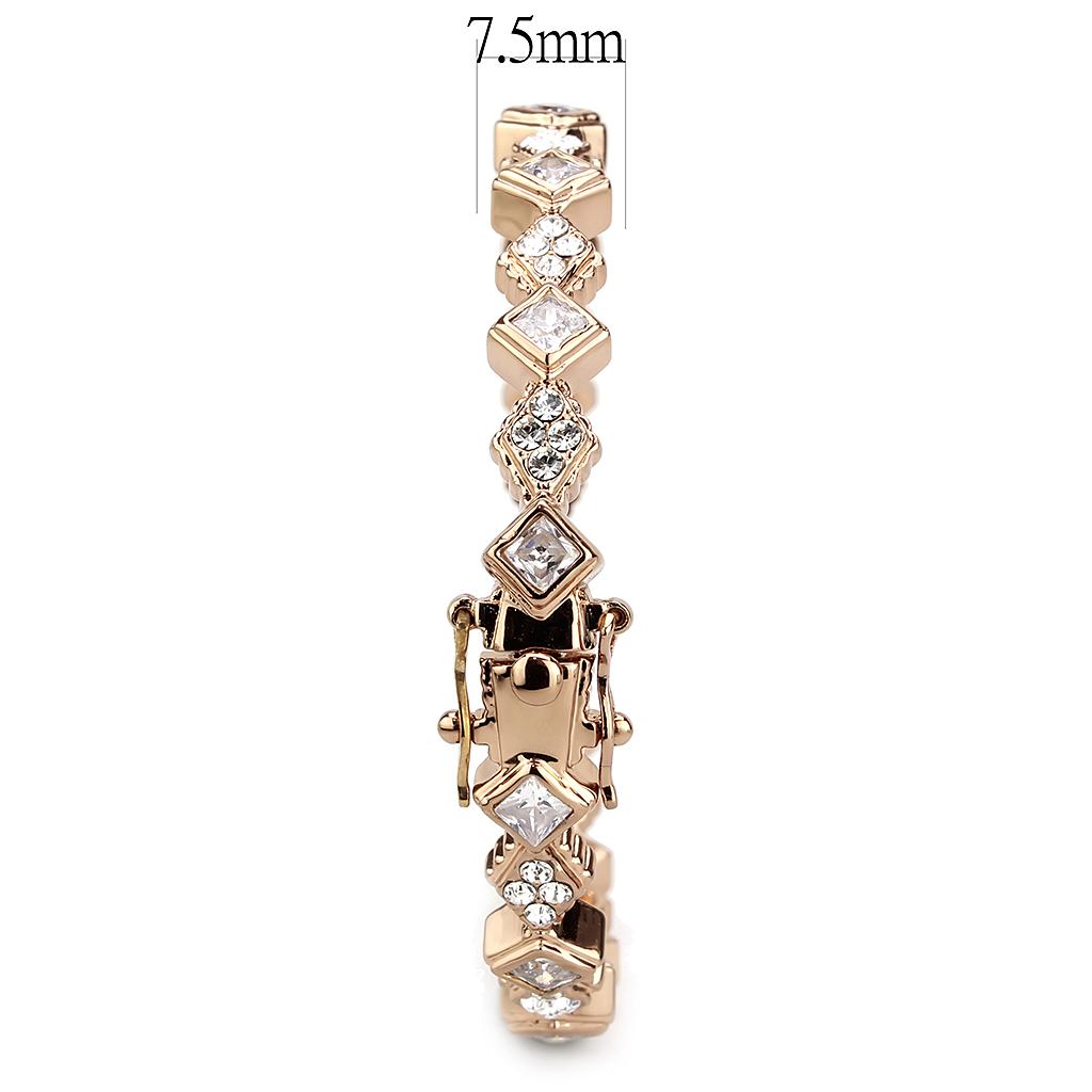 MALO4342 Rose Gold Brass Bangle with AAA Grade CZ in Clear