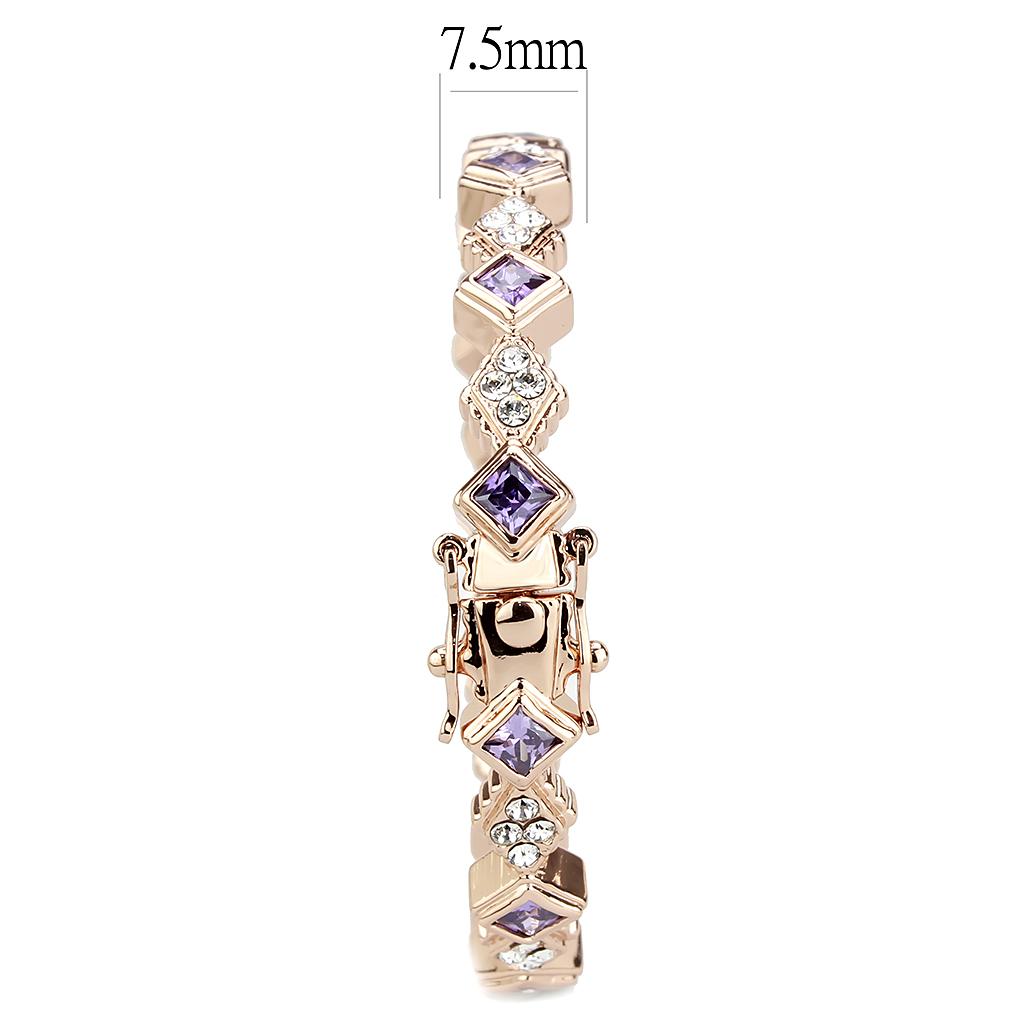 MALO4343 - Rose Gold Brass Bangle with AAA Grade CZ  in Amethyst