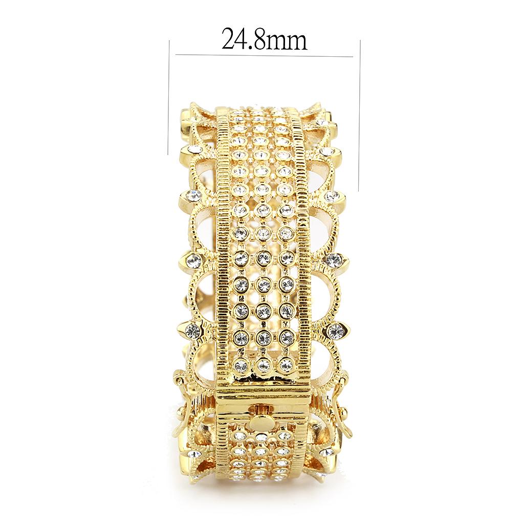 MALO4345 - Gold Brass Bangle with Top Grade Crystal  in Clear