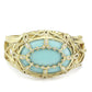 MALO4348 - Gold Brass Bangle with Synthetic  in Sea Blue