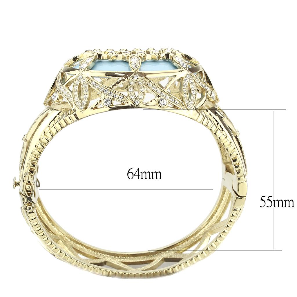 MALO4348 - Gold Brass Bangle with Synthetic  in Sea Blue