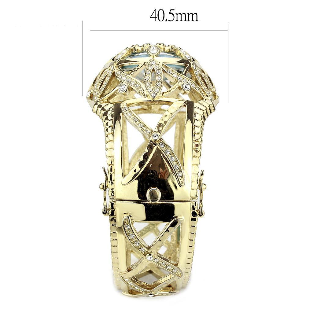 MALO4348 - Gold Brass Bangle with Synthetic  in Sea Blue