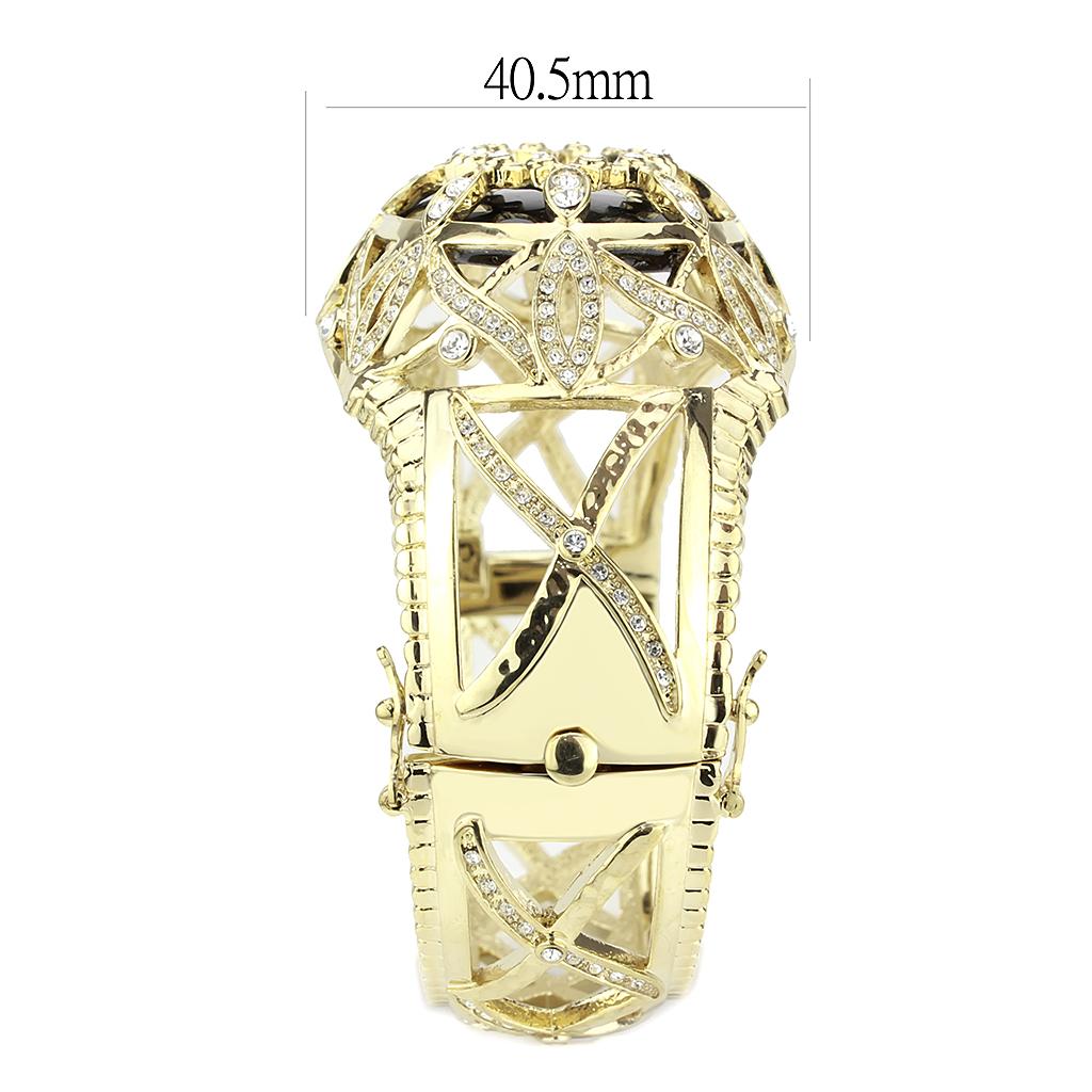 MALO4349 - Gold Brass Bangle with Synthetic  in Jet