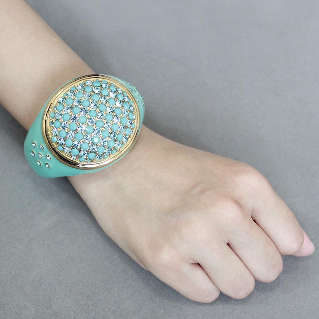 MALO4350 - Gold Brass Bangle with Top Grade Crystal  in Multi Color