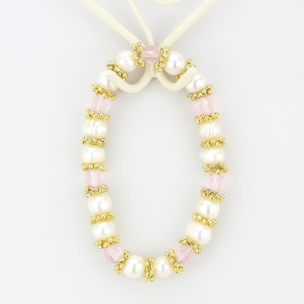 MALO4655 - Antique Silver White Metal Bracelet with Synthetic Pearl in Rose