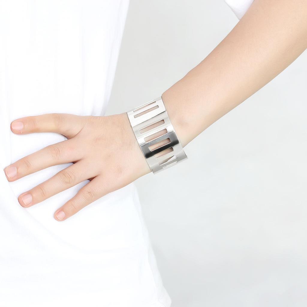 MALO4658 - Matte Rhodium & Rhodium Stainless Steel Bangle with No Stone