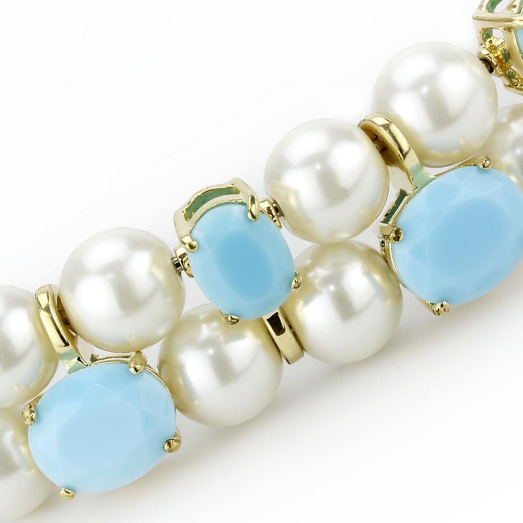 MALO4661 - Gold Brass Necklace with Synthetic Glass Bead in White