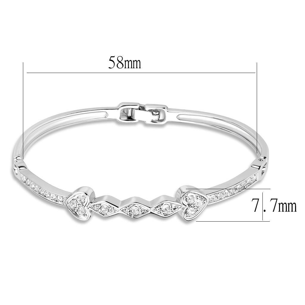 MALO4664 Rhodium White Metal Bangle with Top Grade Crystal in Clear