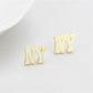 MALO4666 - Gold Brass Earrings with Epoxy  in White