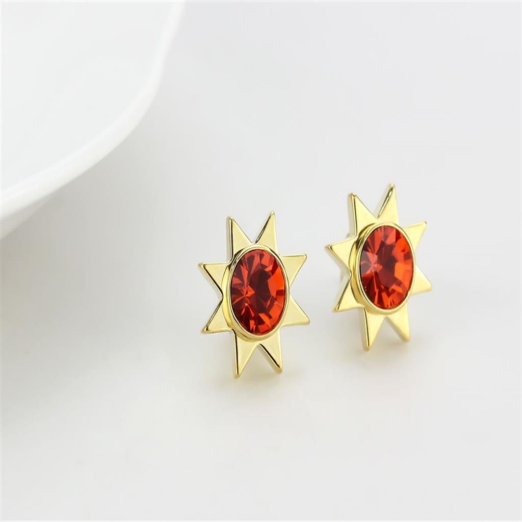 MALO4675 - Gold Brass Earrings with Top Grade Crystal  in Orange