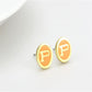 MALO4676 - Gold Brass Earrings with Epoxy  in Orange