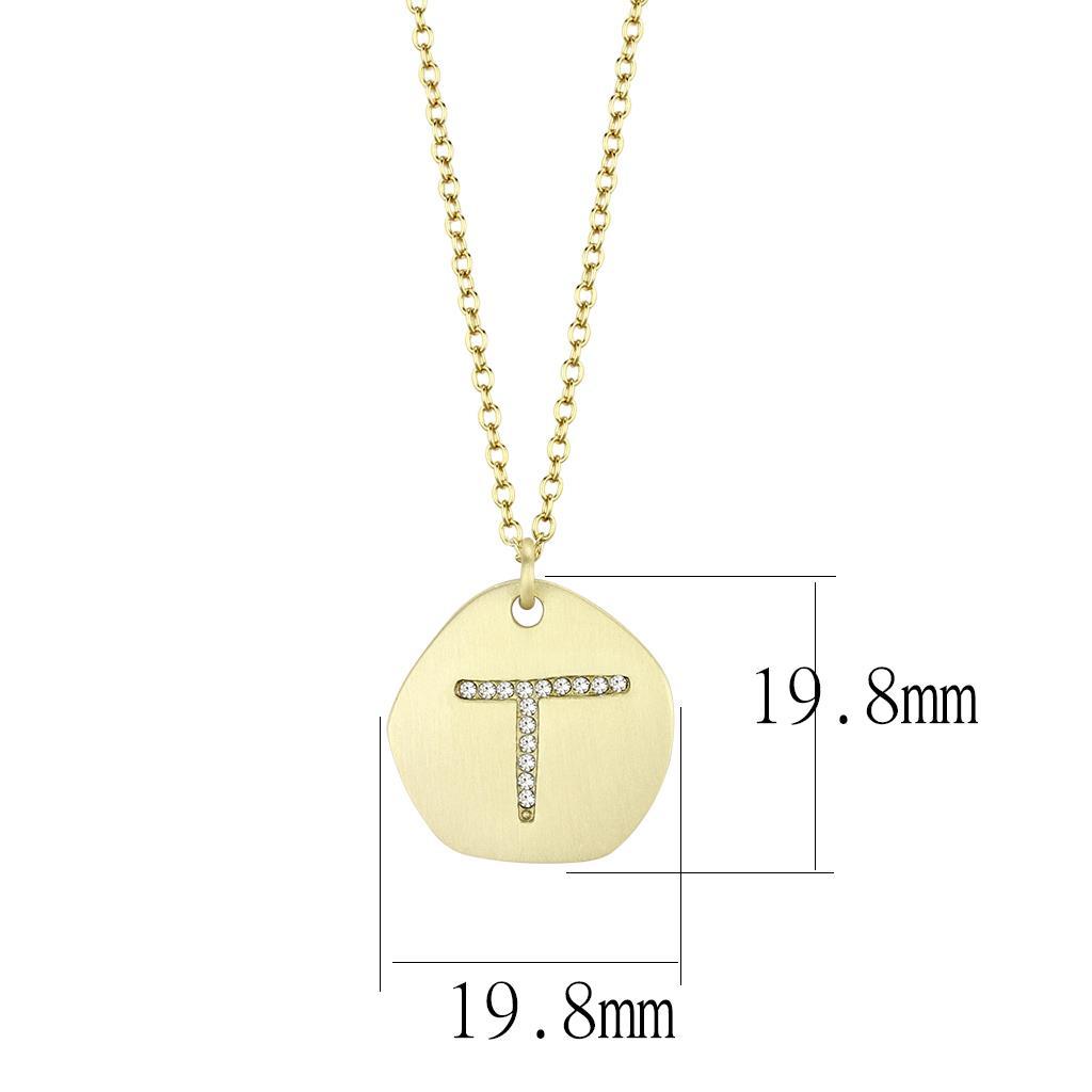 MALO4698 - Gold & Brush Brass Chain Pendant with Top Grade Crystal  in Clear