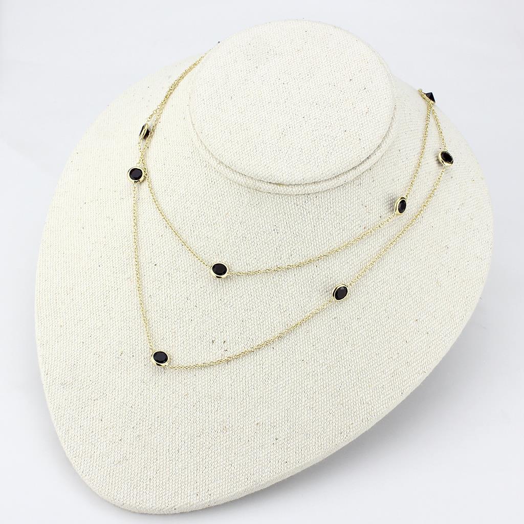 MALO4702 - Gold Brass Necklace with AAA Grade CZ  in Garnet
