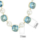 MALO4706 - Gold Brass Necklace with Synthetic Synthetic Glass in Sea Blue