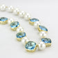 MALO4706 - Gold Brass Necklace with Synthetic Synthetic Glass in Sea Blue