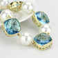 MALO4706 - Gold Brass Necklace with Synthetic Synthetic Glass in Sea Blue