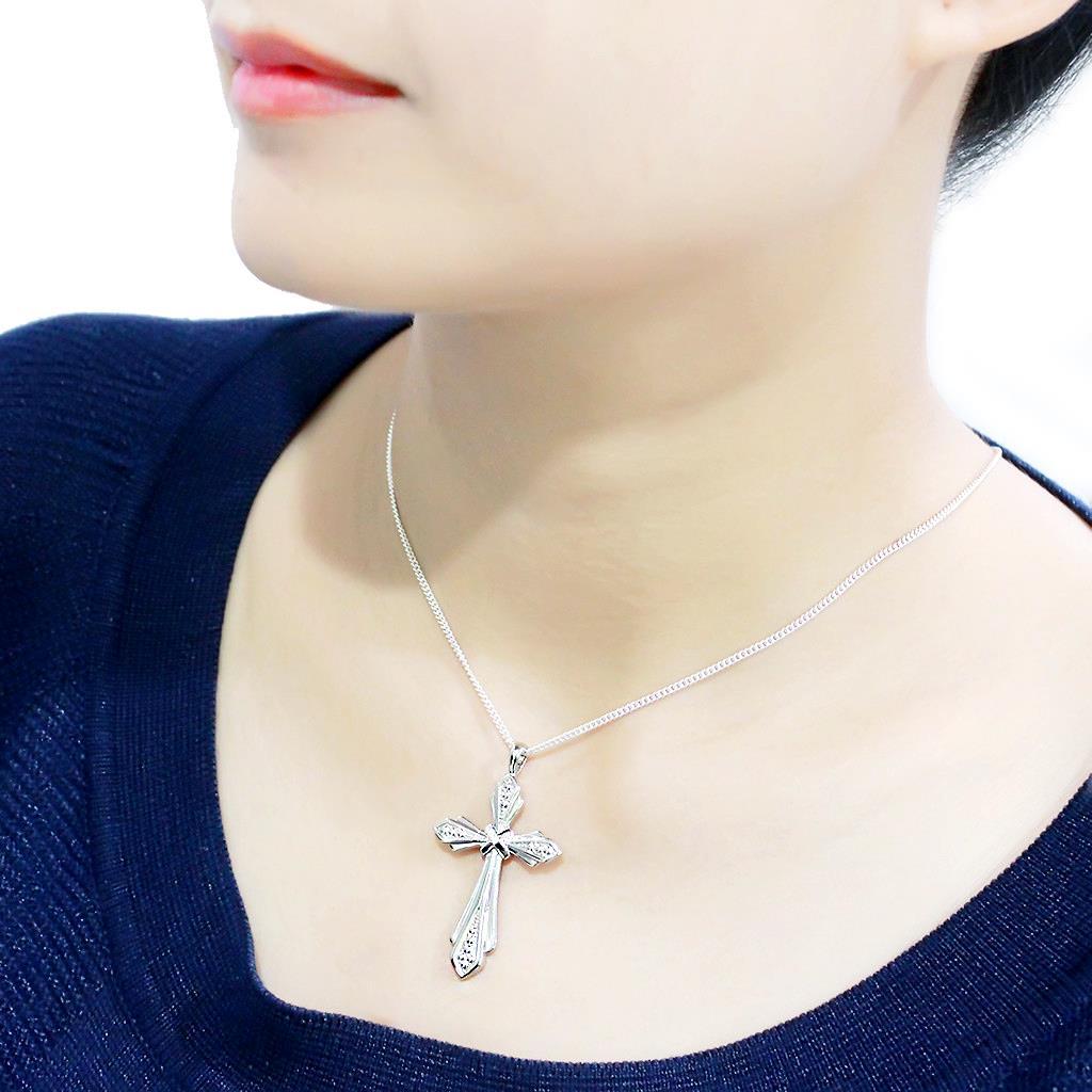 MALO4710 - Imitation Rhodium Brass Chain Pendant with Top Grade Crystal  in Clear