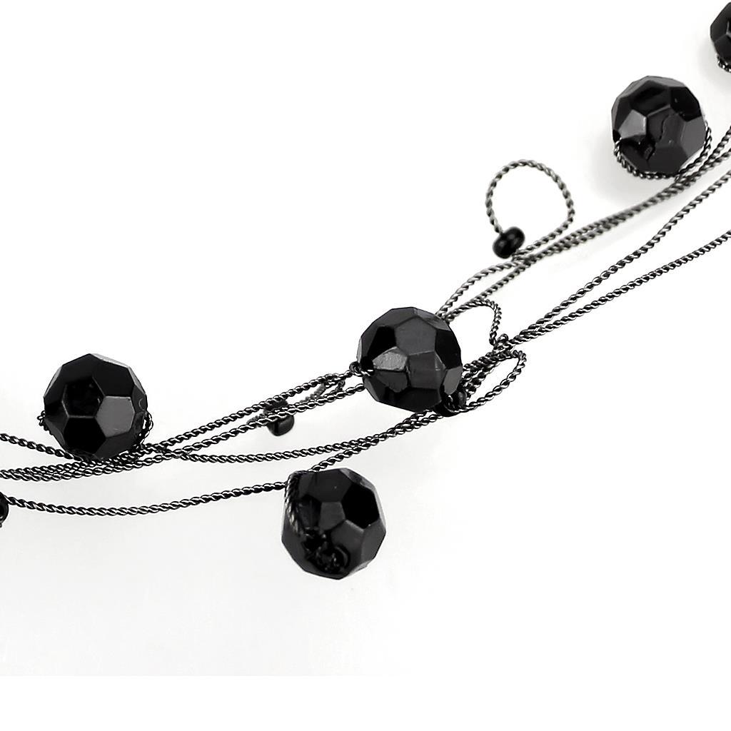 MALO4714 - Ruthenium White Metal Necklace with Synthetic Synthetic Glass in Jet