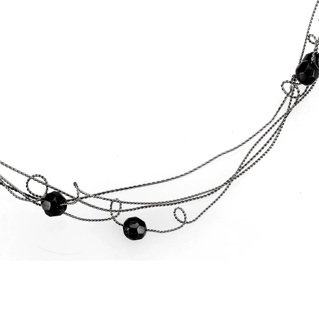 MALO4719 - Ruthenium White Metal Necklace with Synthetic Synthetic Glass in Jet