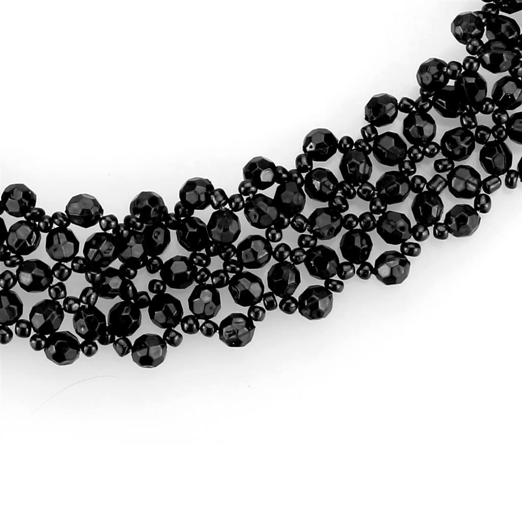 MALO4720 - Rhodium Stainless Steel Necklace with Synthetic Synthetic Glass in Jet