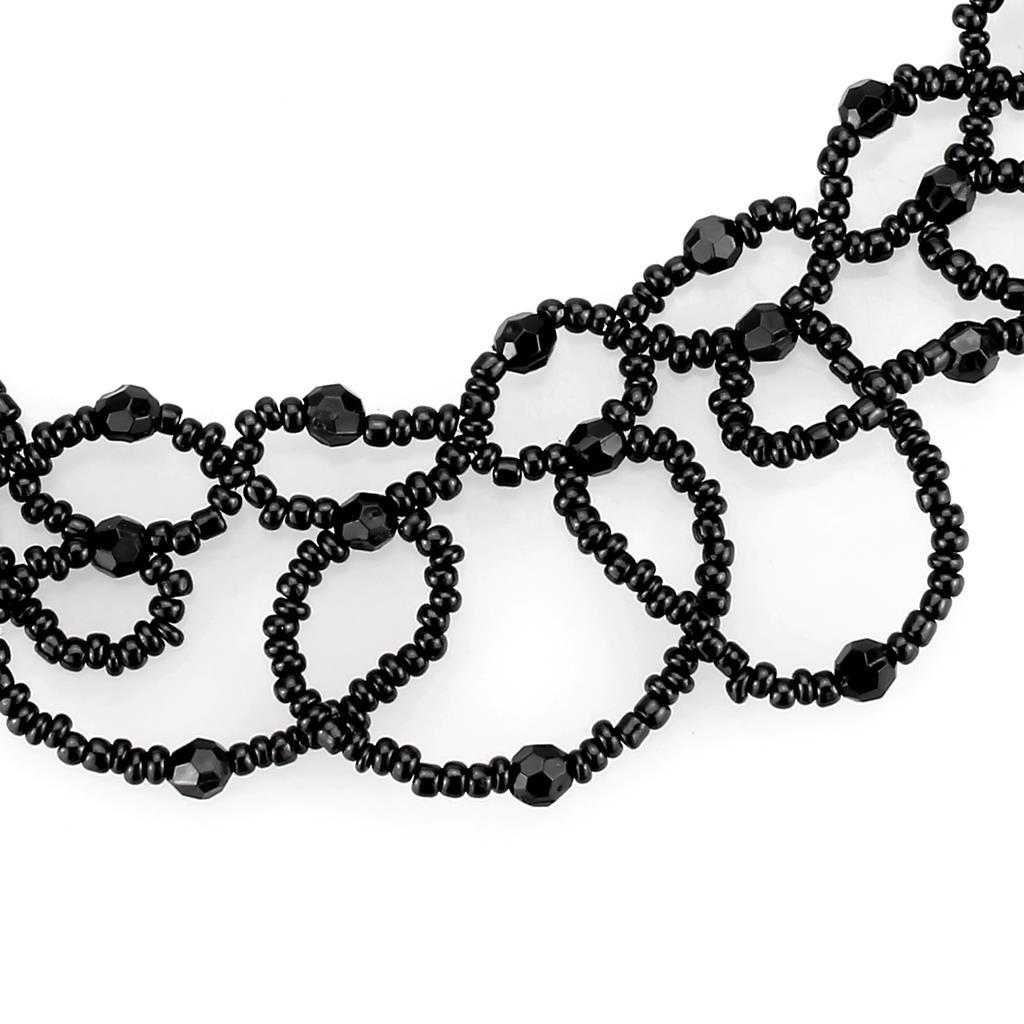 MALO4721 - Rhodium Brass Necklace with Synthetic Synthetic Glass in Jet