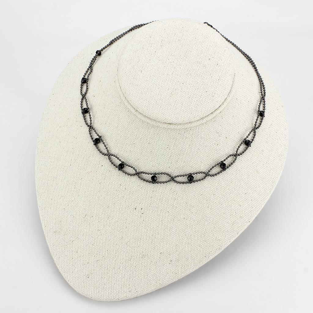 MALO4723 - Ruthenium White Metal Necklace with Synthetic Synthetic Glass in Jet