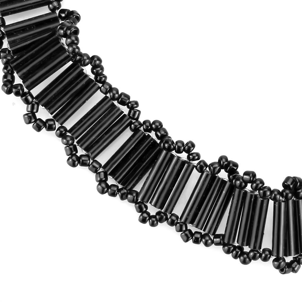 MALO4724 - Rhodium White Metal Necklace with Synthetic Synthetic Glass in Jet