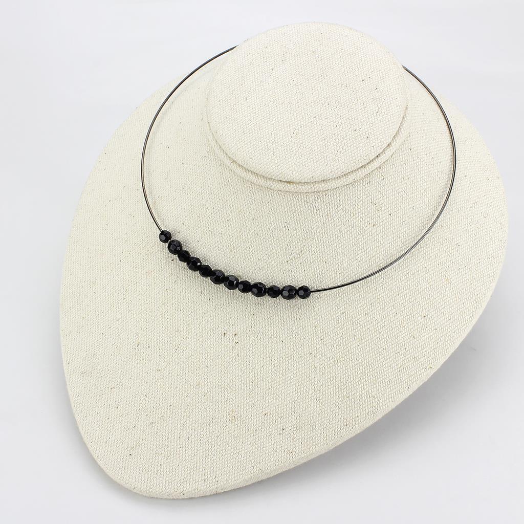 MALO4725 - Ruthenium White Metal Necklace with Synthetic Synthetic Glass in Jet