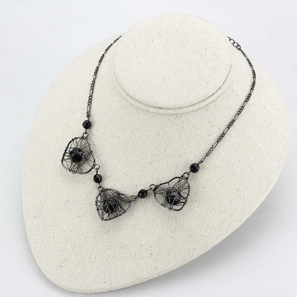 MALO4728 - Ruthenium White Metal Necklace with Synthetic Synthetic Glass in Jet