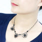 MALO4728 - Ruthenium White Metal Necklace with Synthetic Synthetic Glass in Jet
