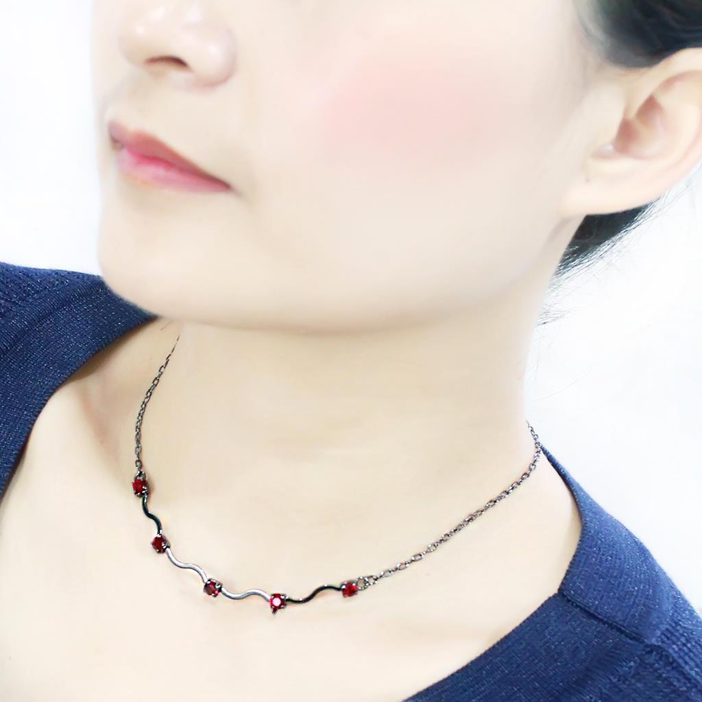 MALO4730 - Ruthenium White Metal Necklace with AAA Grade CZ  in Siam