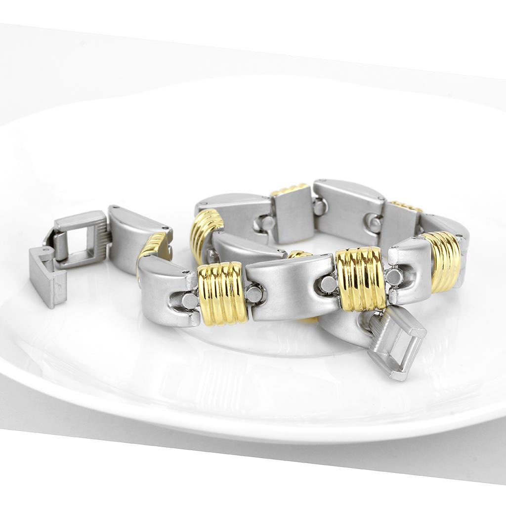 MALO4738 - Gold+Rhodium White Metal Bracelet with No Stone