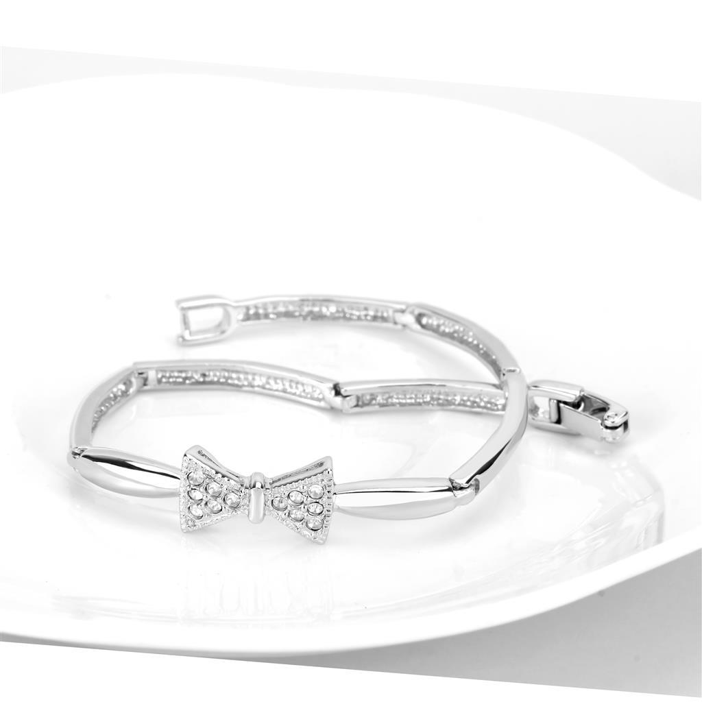 MALO4742 - Rhodium Brass Bracelet with Top Grade Crystal  in Clear