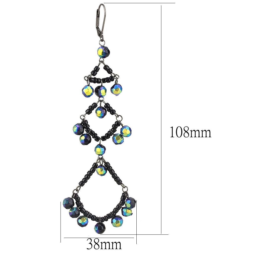 MALO628 - Antique Silver Brass Earrings with Top Grade Crystal  in Multi Color