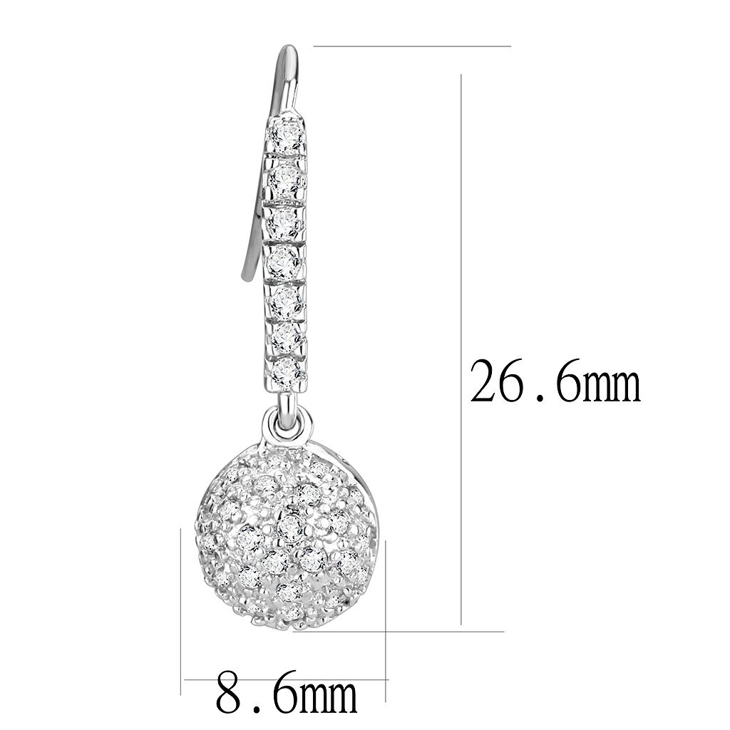 MALO893 - Rhodium Brass Earrings with AAA Grade CZ  in Clear
