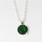 MALOA072 - Silver Brass Chain Pendant with Synthetic Spinel in Emerald