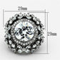 MALOA874 - Ruthenium Brass Ring with AAA Grade CZ  in Clear