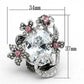 MALOA877 - Rhodium + Ruthenium Brass Ring with AAA Grade CZ  in Multi Color
