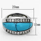 MALOA882 - Rhodium Brass Ring with Synthetic Turquoise in Sea Blue